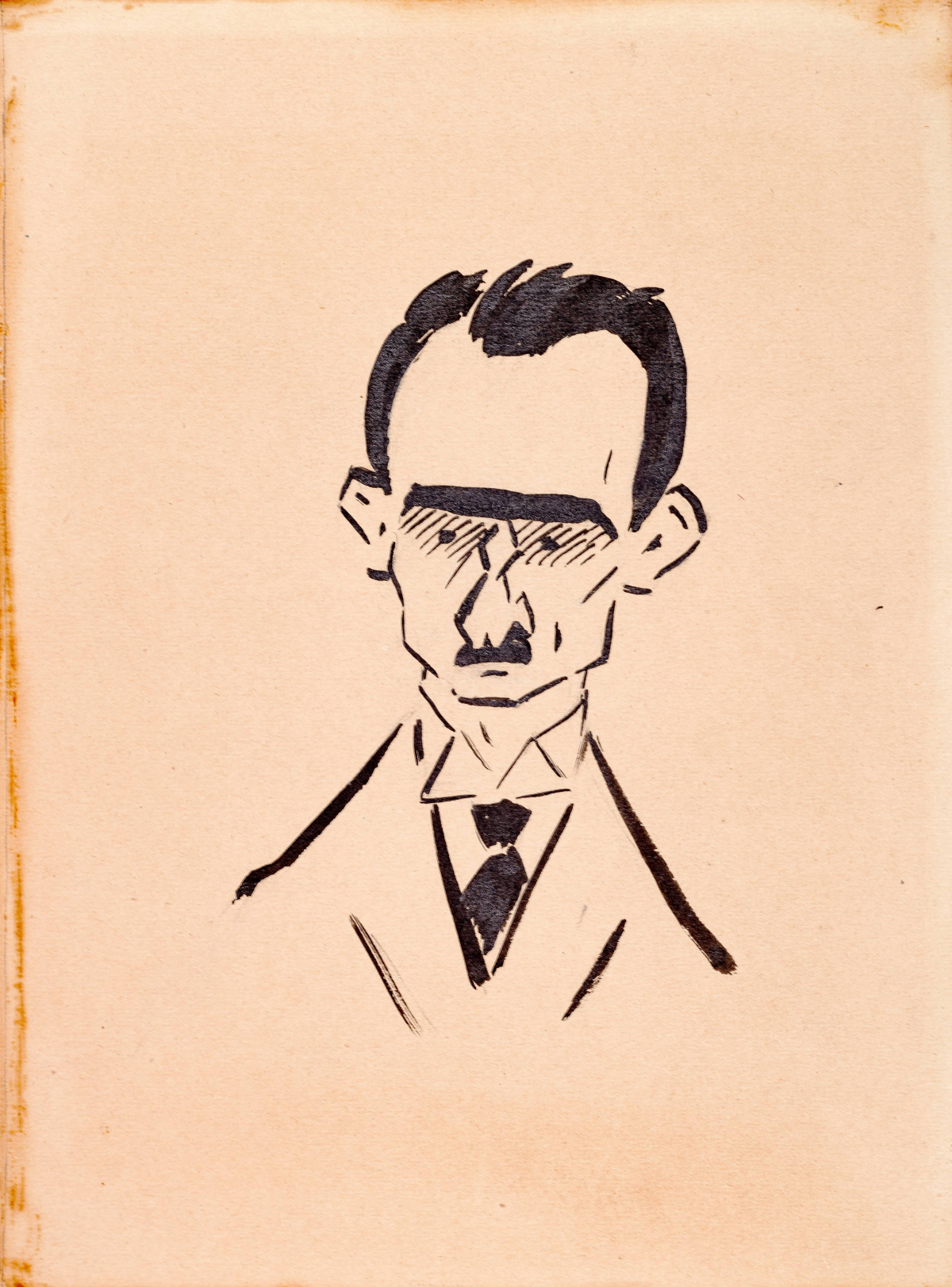 Karikatura – autoportrét, nedatováno, tuš, papír, 26,8 × 19,8 cm, foto © Milan Havel